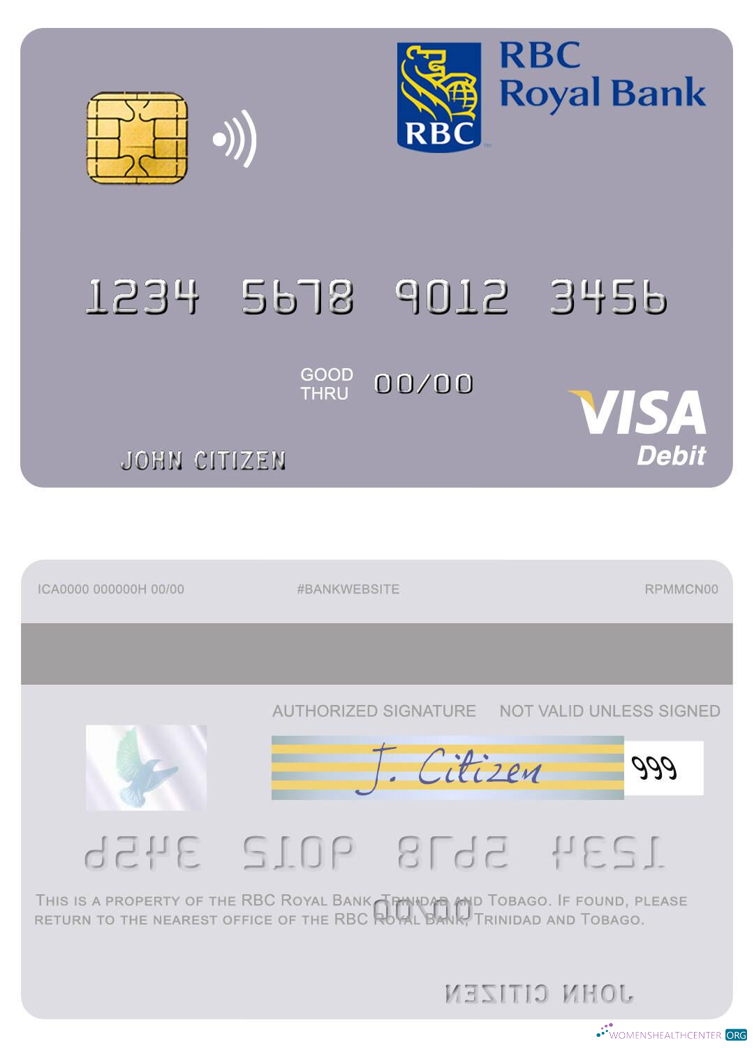 Download Trinidad and Tobago RBC Royal Bank visa debit card Photoshop template